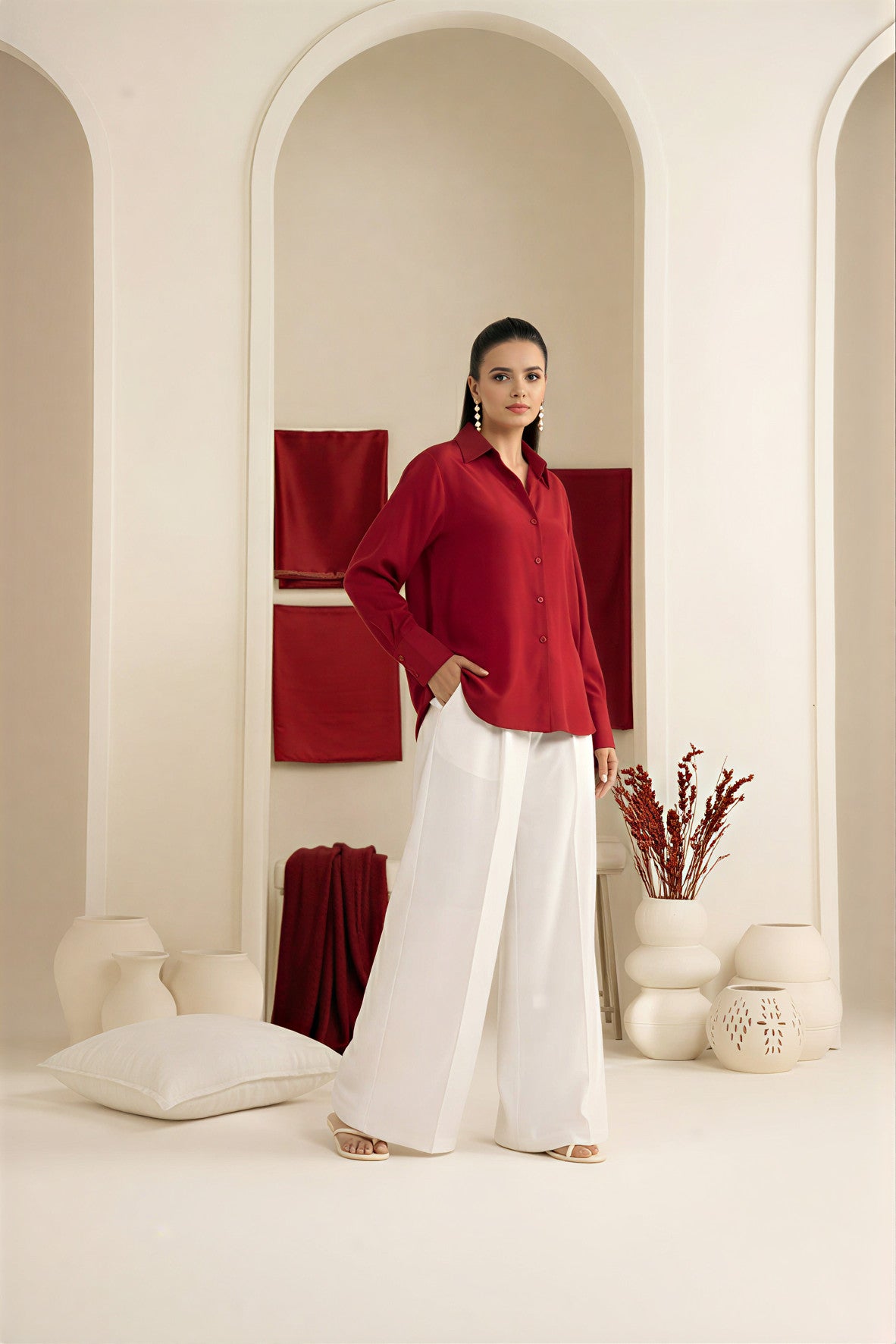 2 PIECE SOLID MAROON CO-ORD SET