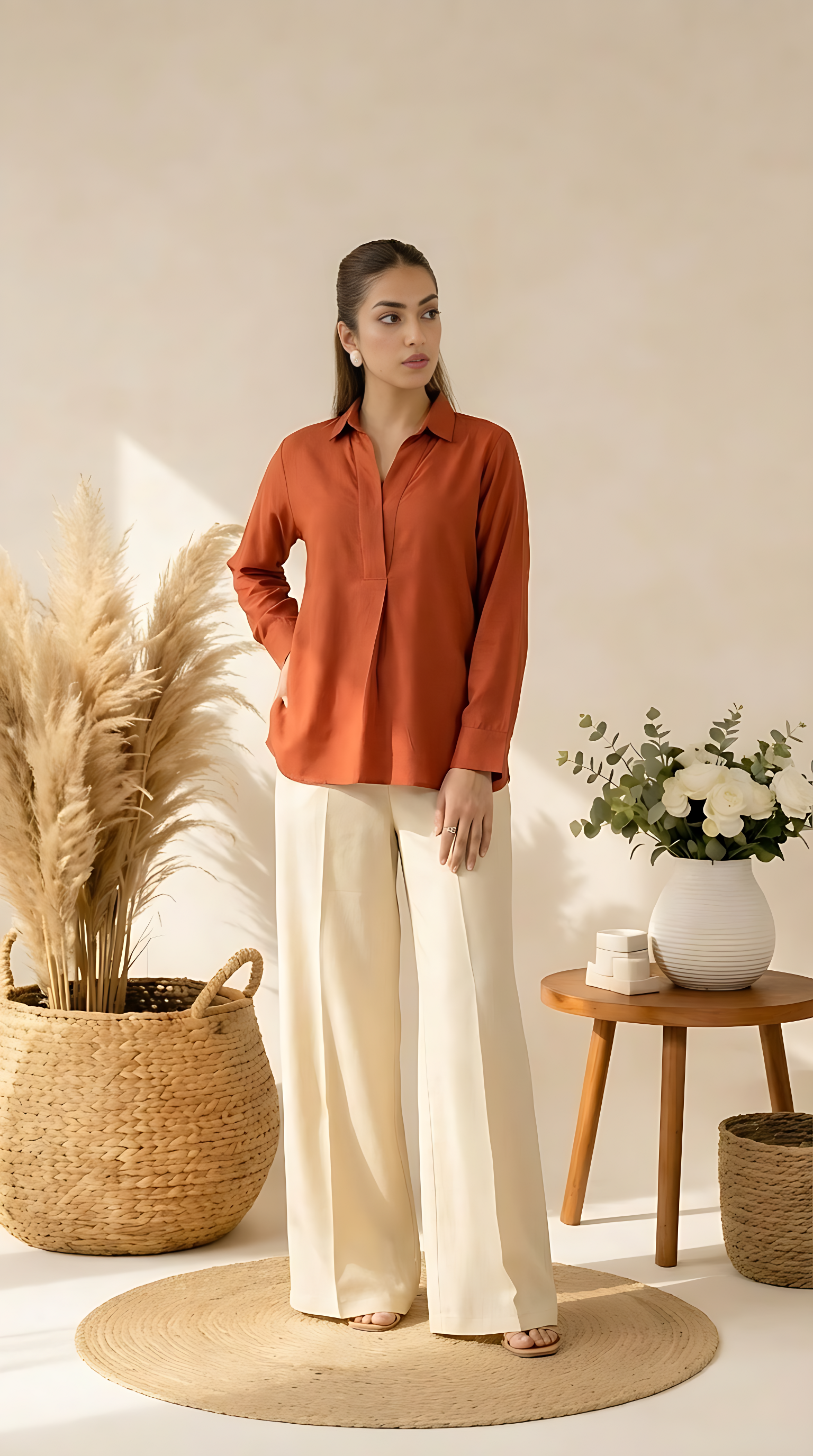 2 PIECE SOLID RUST CO-ORD SET