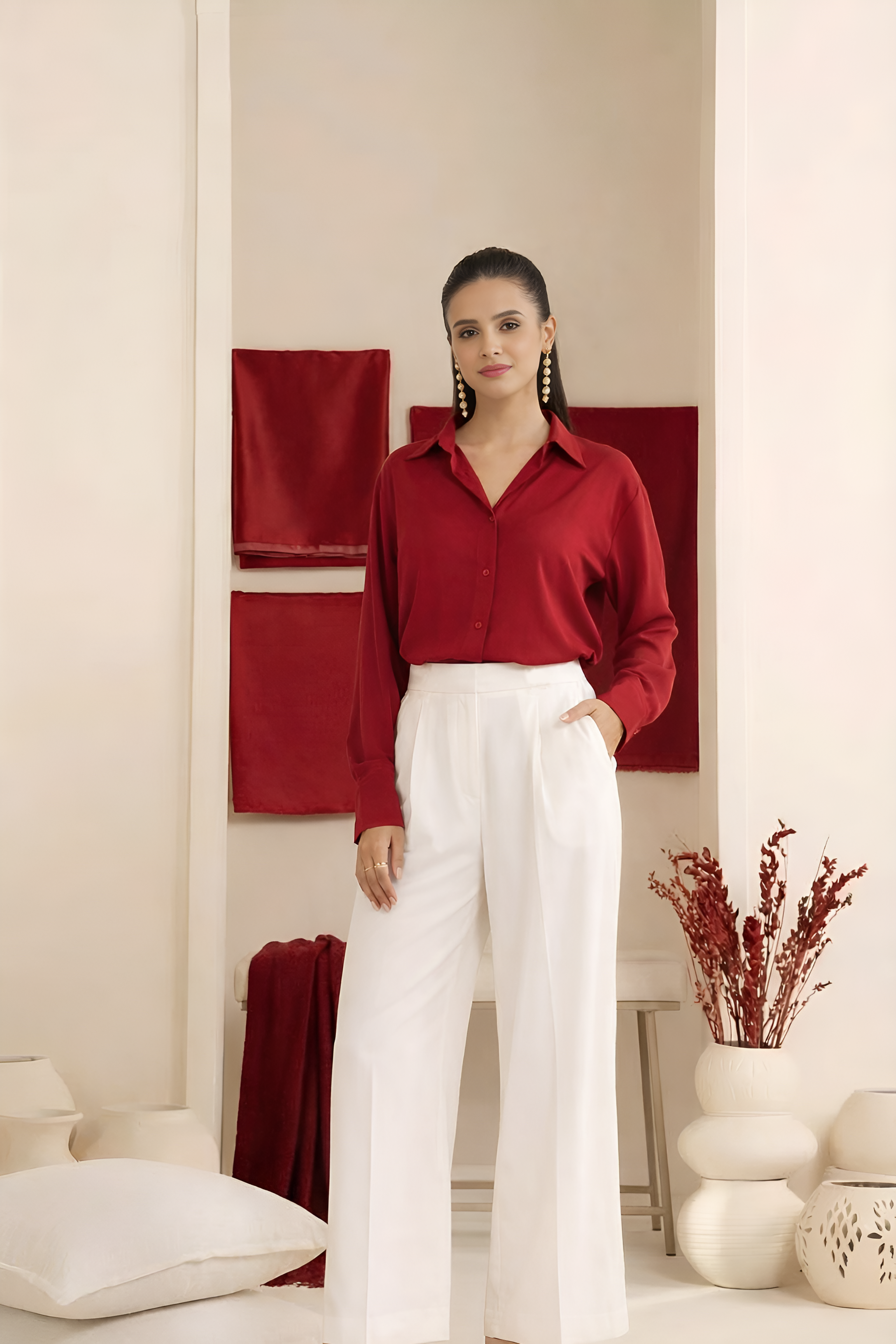 2 PIECE SOLID MAROON CO-ORD SET