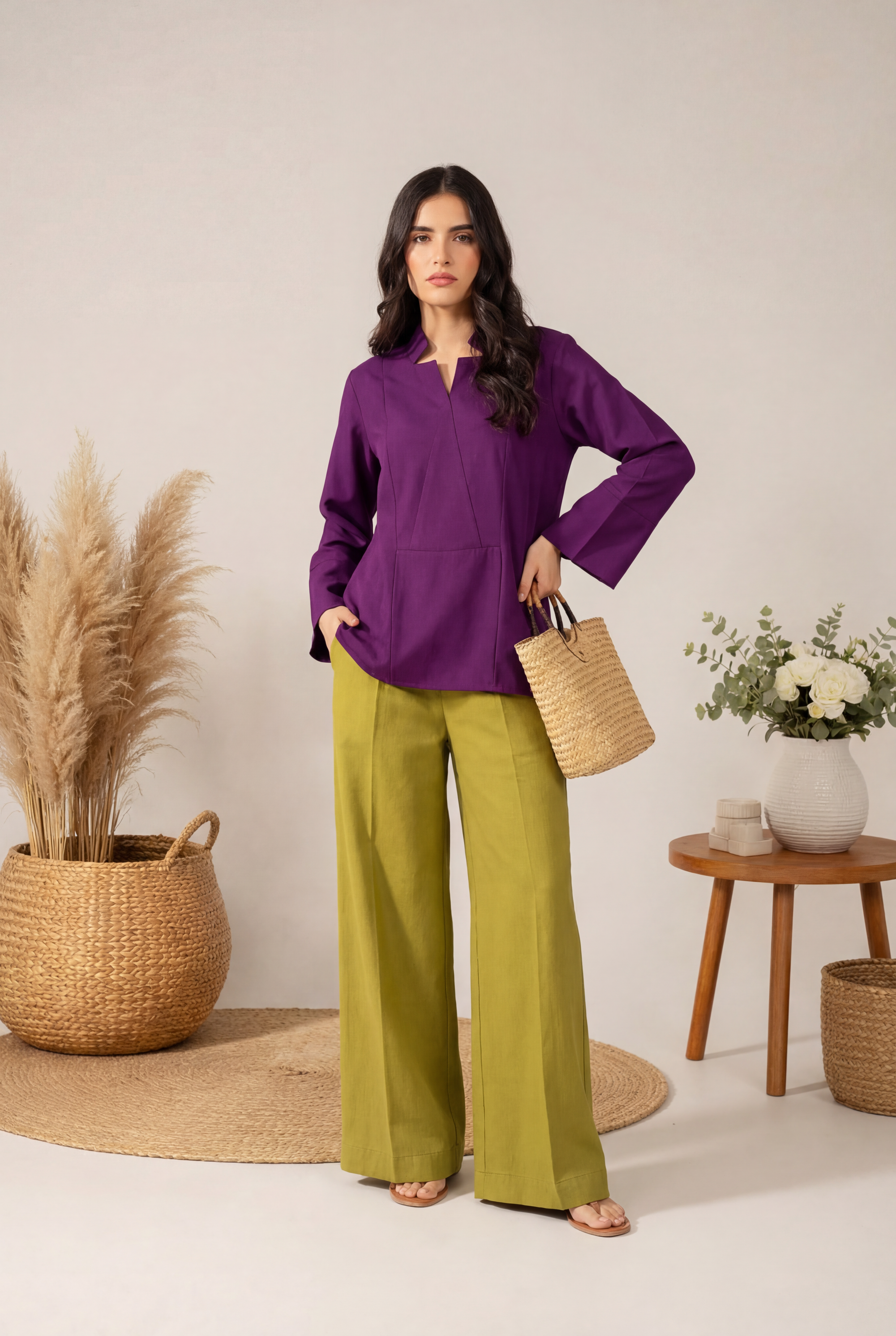 2 PIECE SOLID PURPLE CO-ORD SET